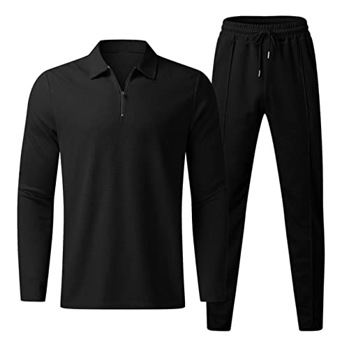 RLEHJN Herren Jogginganzug Trainingsanzug Overall Hausanzug Warm Winter Tracksuit Herren Reißverschluss Langarmhose, zweiteiliger Sportanzug, Langärmeliger Revers-Anzug von RLEHJN