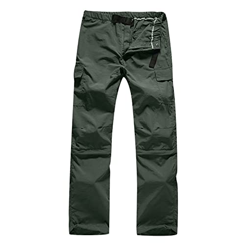 RLEHJN Herren Outdoorhose Wanderhose Zip Off Hose Abnehmbare Hosenbeine Shorts mit Gürtel Leichte Schnelltrocknend Atmungsaktiv Funktionshose Trekkinghose Klassischer Cargohose Stil von RLEHJN