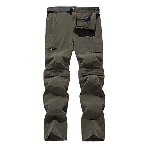 RLEHJN Herren Outdoorhose Wanderhose Zip Off Hose Abnehmbare Hosenbeine Shorts mit Gürtel Leichte Schnelltrocknend Atmungsaktiv Funktionshose Trekkinghose für Frühling Sommer Herbst von RLEHJN