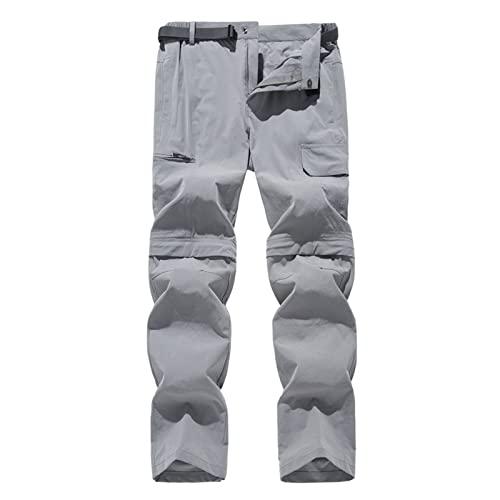 RLEHJN Herren Outdoorhose Wanderhose Zip Off Hose Abnehmbare Hosenbeine Shorts mit Gürtel Leichte Schnelltrocknend Atmungsaktiv Funktionshose Trekkinghose für Frühling Sommer Herbst von RLEHJN