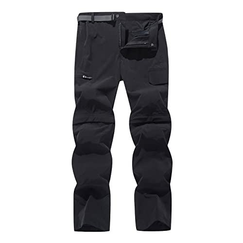 RLEHJN Herren Outdoorhose Wanderhose Zip Off Hose Abnehmbare Hosenbeine Shorts mit Gürtel Leichte Schnelltrocknend Atmungsaktiv Funktionshose Trekkinghose für Frühling Sommer Herbst von RLEHJN