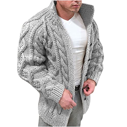 RLEHJN Herren Pullover mit Stehkragen Sweatjacke Männer Ohne Kapuze Strickjacke Herren Pullover Einfarbiger Jacquard Cardigan Winterjacke Winter Warme Strickjacken Herren Dünn mit Knöpfe und Taschen von RLEHJN