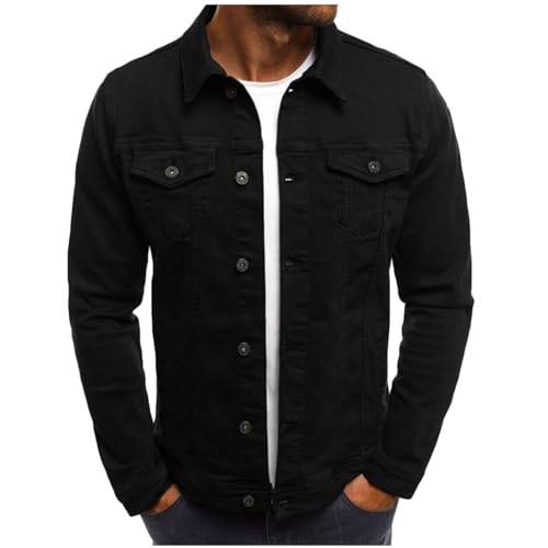 RLEHJN Jeansjacke Herren Sommer Jacket Denim Jeansmantel Jeans Jacken Leichte Freizeit Langarm Bomberjacke Outdoor Denim Übergangsjacke Cardigan mit Taschen Knopfverschluss Open Front Mantel Jacken von RLEHJN