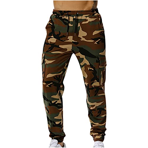 RLEHJN Jogginghose Herren Camouflage Baumwolle Tarnhose Sweatpants Herren Sporthose Freizeithose Casualpants Fitness Trainingshose Casual Militär Hose Bunte Farbblock Cargohose Fitness Jogger Pants von RLEHJN