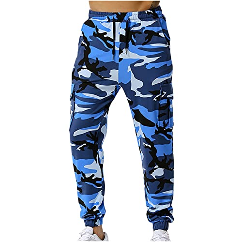 RLEHJN Jogginghose Herren Camouflage Baumwolle Tarnhose Sweatpants Herren Sporthose Freizeithose Casualpants Fitness Trainingshose Casual Militär Hose Bunte Farbblock Cargohose Fitness Jogger Pants von RLEHJN
