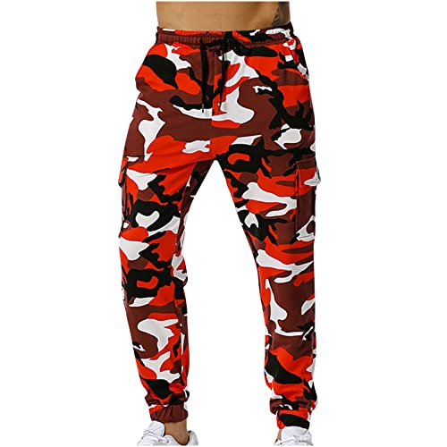 RLEHJN Jogginghose Herren Camouflage Baumwolle Tarnhose Sweatpants Herren Sporthose Freizeithose Casualpants Fitness Trainingshose Casual Militär Hose Bunte Farbblock Cargohose Fitness Jogger Pants von RLEHJN