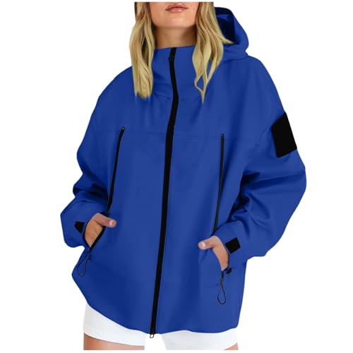 Regenjacke Damen Wasserdicht Atmungsaktiv Leicht Windbreaker Jacke Übergangsjacke mit Kapuze Reisen Fahrrad Regenjacken Outdoorjacke Sport Trenchcoat Funktionsjacke Outdoor-Softshelljacken für Damen von RLEHJN