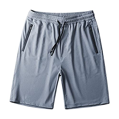 Shorts Herren Baumwolle Sale Angebote Kurz Hosen Sommer Casual Loose Kurze Jogginghose Knielang Lockere Bermuda Shorts Manner mit Zip Taschen Elastischer Bund für Gym Sport Running Fitness Workout von RLEHJN
