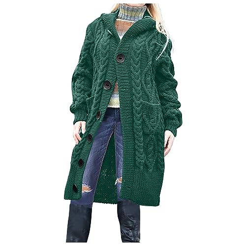 Strickjacke Damen Grobstrick-Cardigan Lang Winter Grobstrickjacke Strickmantel mit Kapuze Strickcardigan Offener Strickjacken-Longstrickjacke GroßE GrößEn Knit Sweater ÜBergangsjacke Wintermäntel von RLEHJN