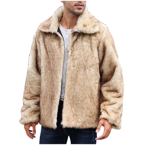 Warme Winter Felljacke Herren Winterjacke Bequem Kunstpelz Mantel Verdicken Felljacke Jacke Faux Fur Pelzjacke Fellmantel Pelzmantel Kunst Herren Winterjacke Faux Pelz Fur Parka Kunstpelz Jacke von RLEHJN