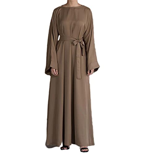 RLLJS Abaya Dubai Türkei Muslimisches Modekleid Kaftan Islam Kleidung Afrikanische Maxikleider für Frauen mit Gürtel von RLLJS