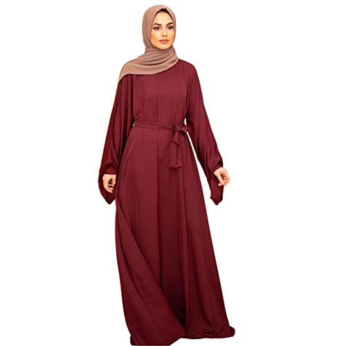 RLLJS Abaya Dubai Türkei Muslimisches Modekleid Kaftan Islam Kleidung Afrikanische Maxikleider für Frauen mit Gürtel von RLLJS