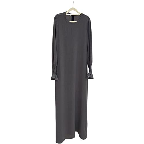 RLLJS Frauen Gebet Kleid Muslim Ramadan Kleidungsstück Abaya Dubai Islam Jilbeb Langes Kleid Ohne Hijab, dunkelgrau, XX-Large von RLLJS