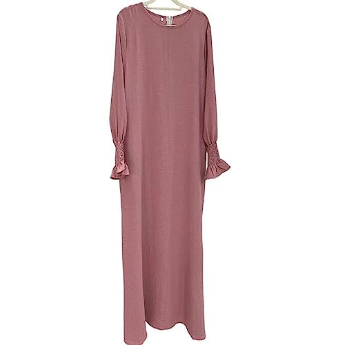 RLLJS Frauen Gebet Kleid Muslim Ramadan Kleidungsstück Abaya Dubai Islam Jilbeb Langes Kleid Ohne Hijab, rose, L von RLLJS