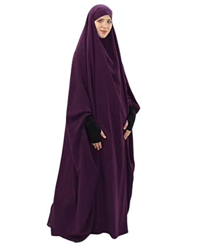 RLLJS Frauen Muslimisches Kleid Ramadan Einteiliges Gebetskleid Hijab mit Kapuze Abaya Dubai Full Cover Islam Robe African Turkey Kaftan von RLLJS