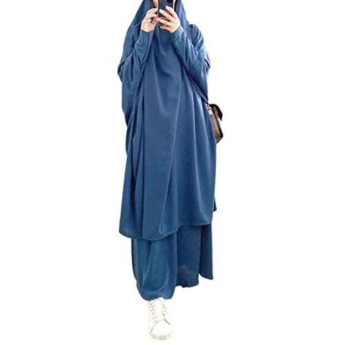 RLLJS Frauen Muslimisches Kleid Zweiteilig Dubai Türkei Hijab Sets Ramadan Eid Mubarak Abaya Islamische Kleidung Robe Arabe Ensemble Kaftan von RLLJS