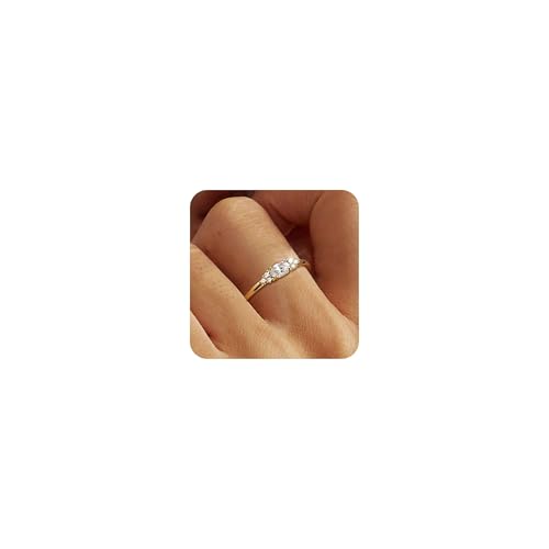 RLMOON Ringe Gold für Damen Wasserfest 18K Vergoldete Ringe Geburtsstein Zirkonia Stapelbare Ring mit Stein Aquamarin Citrin Peridot Granat Edelstein Damenring Goldene Verlobungsring Frauen Geschenk von RLMOON
