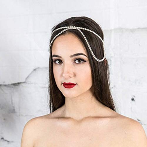 Elegante lange Quaste Strass Braut Haarkette Schmuck Hochzeit Kopfschmuck für Frauen Kristall Stirnkette Zubehör von RLUYFGGTLNHGT