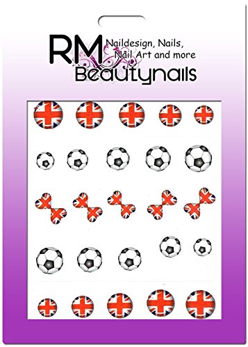 Fussball Sticker WM EM Ball Flagge England Nageldesign Nailart RM Beautynails Nailwrap von RM Beautynails