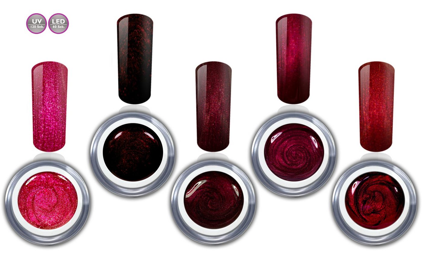 RM Beautynails UV-Gel 5 x 5ml Farbgel Set Rot Ledgel UV-Gel Set Nagelgel von RM Beautynails
