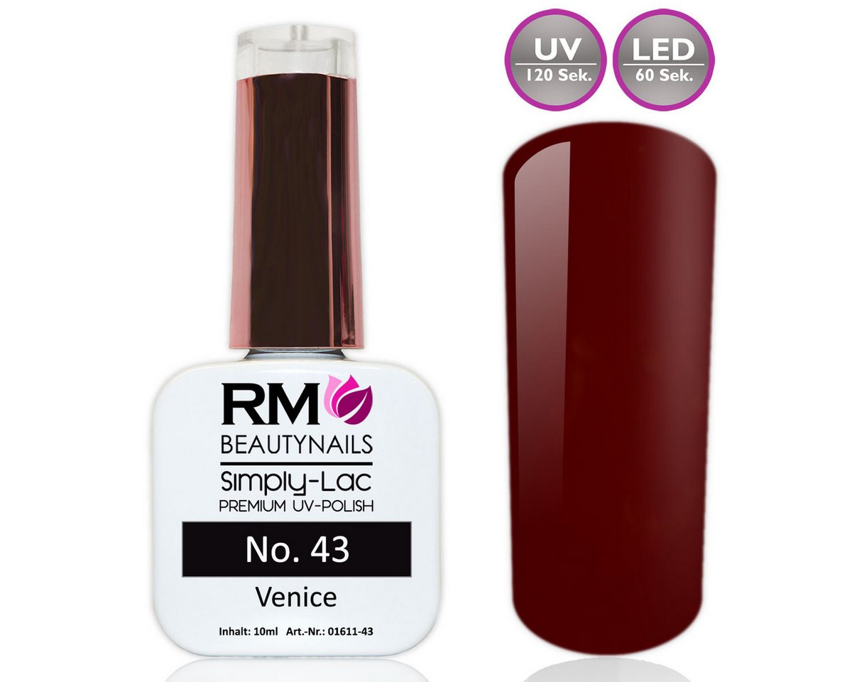 RM Beautynails UV-Nagellack Simply Lac Premium UV-Nagellack UV-Polish 10ml Gellack Shellac, Haltbarkeit bis zu drei Wochen / Hybrid-Lack von RM Beautynails