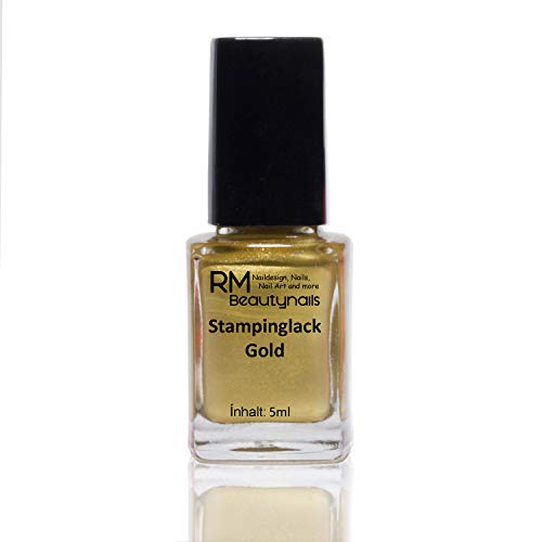 Stampinglack Gold Stempel Lack Nagellack Nail Polish Nailart Nageldesign 1er Pack (1x5ml) von RM Beautynails