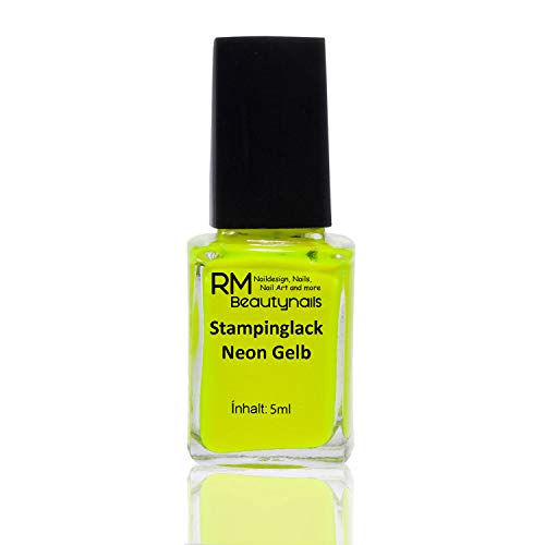 Stampinglack Neon Gelb 5ml Stamping Lack Nagellack Nail Polish RM Beautynails von RM Beautynails