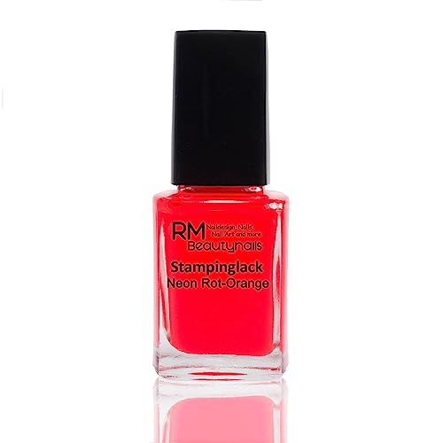 Stampinglack Neon Orange-Rot 12ml Stamping Lack Nagellack Nail Polish RM Beautynails von RM Beautynails