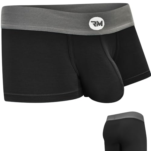 RM Real Men Bulge Enhancing Pouch Underwear for Men - 1 or 3 Pack Set - Modal Boxer Briefs with Size D Pouch, D Pouch 1 Pack- Schwarz 7,6 cm, 4X-Large von RM Real Men