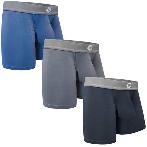 RM Real Men Real Men Bulge Enhancing Pouch Unterwäsche für Herren - 1 oder 3er Pack Set - Modal Boxershorts ABCD Pouch, D-Beutel, 17,8 cm, 3er-Pack, Marineblau, Dunkelgrau, Schwarz, X-Large von RM Real Men