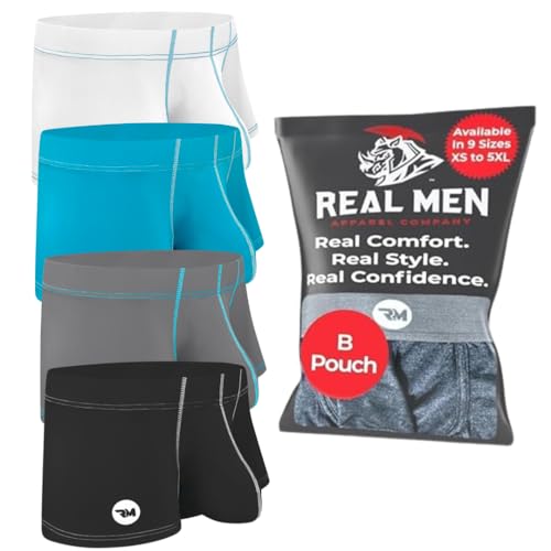 RM Real Men Real Men Unterwäsche für Herren, 1 oder 4 Stück, Nylon, 7,6 cm, Eisseide, Herren-Boxershorts mit B- und D-Tasche, B Pouch 4er-Pack, Schwarz, Weiß, Grau, Cyan, XXX-Large RM Real Men Real Men Unterwäsche für Herren, 1 oder 4 Stück, Nylon, 7,6 cm, Eisseide, Herren-Boxershorts mit B- und D-Tasche, B Pouch 4er-Pack, Schwarz, Weiß, Grau, Cyan, XXX-Large von RM Real Men