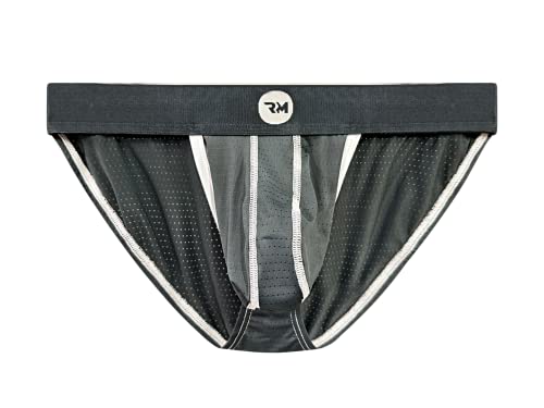 Real Men Nylon & Modal Slip für Herren - ABCD Pouch - 1, 3 & 6 Packungen - Gebürstetes Nylon & Rhino Fit - XS bis 5XL, 1 Packung – Netz-Grau, Large von RM Real Men