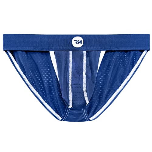 Real Herren Bikini Unterwäsche - Wölbung Enhancing Pouch - 1, 3 oder 6 Pack Mesh String Bikini Slip mit Größe D Pouch XS - 5XL, 1 x blaues Netz, Large von RM Real Men