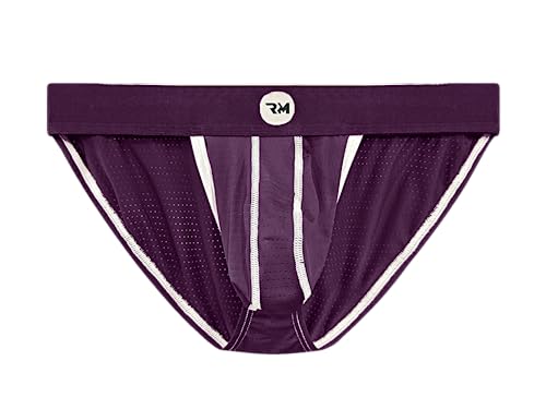 Real Herren Bikini Unterwäsche - Wölbung Enhancing Pouch - 1, 3 oder 6 Pack Mesh String Bikini Slip mit Größe D Pouch XS - 5XL, Violettes Netz, 1er-Pack, Large von RM Real Men