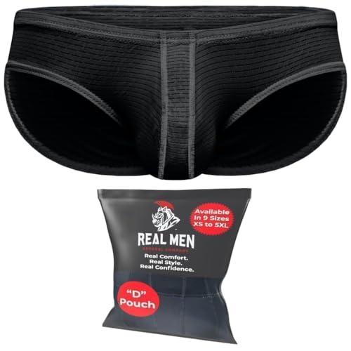 Real Men Ares-Accent Low Rise Pouch Bikini Brief - 1, 3, 6er Pack mit Größe B & D Pouch XS - 5XL, B Pouch 1 Pack- Schwarz, X-Small von RM Real Men