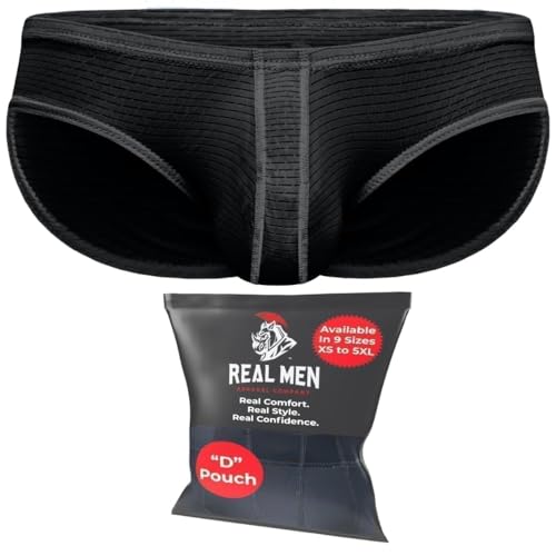 Real Men Ares-Accent Low Rise Pouch Bikini Brief - 1, 3, 6er Pack mit Größe B & D Pouch XS - 5XL, D Pouch 1 Pack- Black Modal, XX-Large von RM Real Men