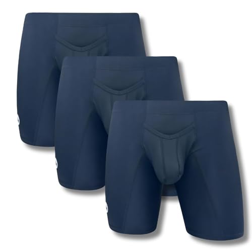 Real Men Herren-Unterwäsche im Beutel, konturverstärkend, aus Nylon, 1 oder 4 Stück, 7,6 cm, Eisseide, Herren-Boxershorts mit Beutel (A/B/C/D), Größe XS–5XL, Medium von RM Real Men