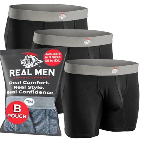 Real Men Bulge Enhancing Pouch Unterwäsche für Herren – 1er, 3er und 6er Pack Set – Modal Boxer Briefs mit ABCD Pouch, 4X-Large von RM Real Men