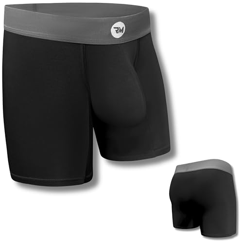 Real Men Bulge Enhancing Underwear 1 or 3 Pack 3-7 Inch, Ultra Soft Boxer Briefs Modal, Bulge Pouch Underwear, D-Beutel, 1 Stück, schwarz, 17,8 cm, XX-Large von RM Real Men