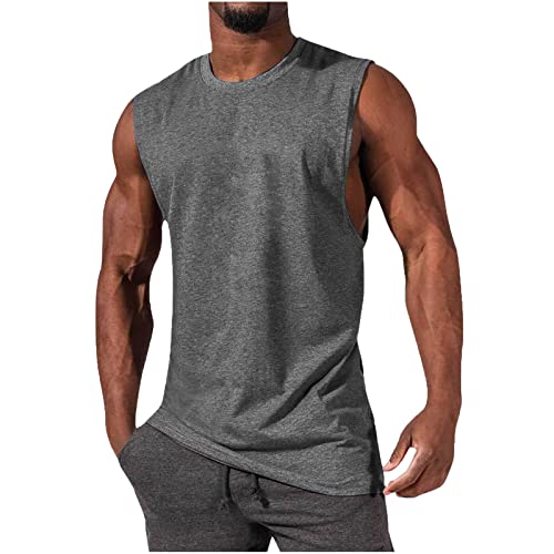 Fitness T Shirt Herren Freizeithemden Für Herren Haiwaii Hemd Rundhals Einfarbiges Ärmellos Shirts Tailliert Muskelshirts Hawaii Hemd von RMBLYfeiye