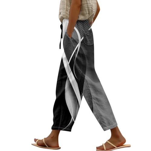 RMBLYfeiye Capri Leggings Damen Weite Hose Sommer Cargo Frauen Sommerhosen Leicht Jumpsuit Palazzo Y2K von RMBLYfeiye