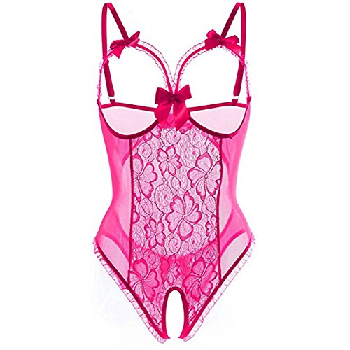 RMBLYfeiye Damen Einteilige Dessous Sexy Offener Schritt Lack Leder FüR Sex Erotische UnterwäSche Set Babydoll Latex Sissy Obsessive Body Provocative Nachtwäsche Pyjama mit Schritt-Reißverschluss von RMBLYfeiye