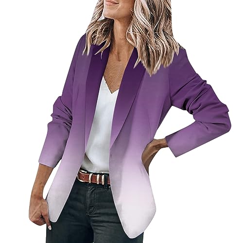 RMBLYfeiye Herbstjacke Damen Bolero Festlich Jeansjacke Schwarz Blau Damenrevers Offener Vorderseite Farbverlauf Business Jacke Herbst Cardigan Kurz Damen-Jacken von RMBLYfeiye