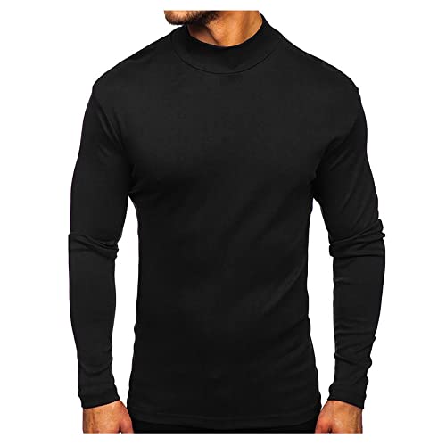 RMBLYfeiye Herren Elastisch Einfarbig Rollkragenpullover Regular Fit Langarmshirts Rollkragen Atmungsaktives Langarmshirt für Männer Crew Neck Jungen T-Shirt Langarm Oversize Unterzieh von RMBLYfeiye