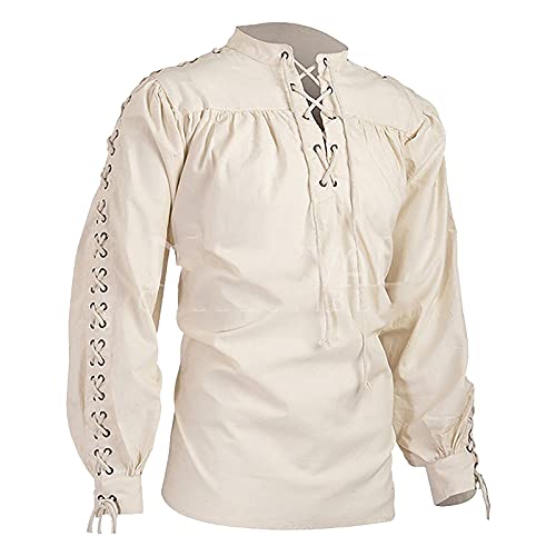 RMBLYfeiye Herren Freizeit Gotisch Hemd Renaissance Steampunk Gothic Vintage Rüschenhemd Slim Fit Langarmhemd Große Größen Retro Shirt Bluse Tops von RMBLYfeiye