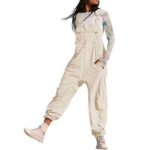 RMBLYfeiye Jogginganzug Damen Anzug Elegant Eleganter Jumpsuit Festlich Blaue Latzhose Leinen Jeans Linen Pants Women von RMBLYfeiye