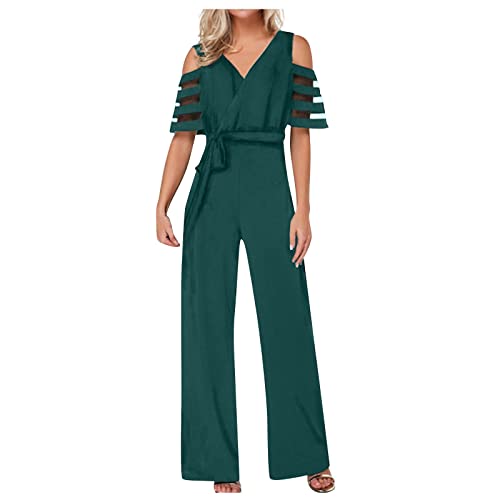 RMBLYfeiye Jumpsuit Damen Lang Quadratischer Hals Schulterfrei Jumpsuit Elegant Für Hochzeit Hohe Taille Rückenfrei Jumpsuit Mit Geradem Bein Hosenanzug Damen Business Overall Elegant von RMBLYfeiye