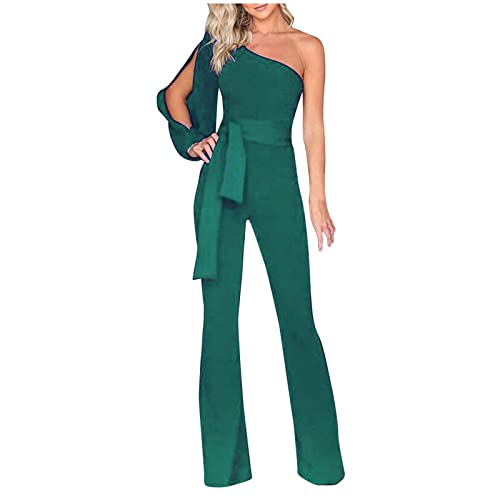 RMBLYfeiye Jumpsuit Damen Lang Quadratischer Hals Schulterfrei Jumpsuit Elegant Für Hochzeit Hohe Taille Rückenfrei Jumpsuit Mit Geradem Bein Hosenanzug Damen Business Overall Elegant von RMBLYfeiye