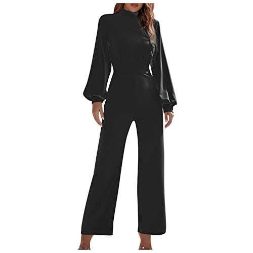 RMBLYfeiye Jumpsuit Damen Lang Rollkragen Einfarbiges Fledermausärmel Jumpsuit Hosenanzug Festlich Hochzeit Hohe Taille Tailliert Tunika Jumpsuit Sexy Rückenfrei Hosenanzug Jumpsuit Elegant Hochzeit von RMBLYfeiye