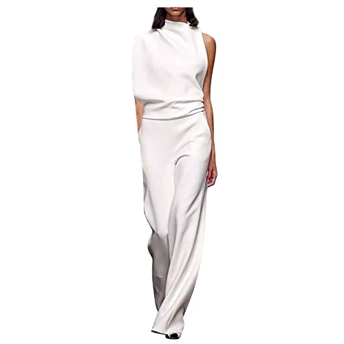 RMBLYfeiye Jumpsuit Damen Lang Rundhals Schulterfrei Jumpsuit Elegant Für Hochzeit Hohe Taille Mesh Cover Jumpsuit Mit Geradem Bein Hosenanzug Damen Business Hosenanzug Damen Festlich Hochzeit von RMBLYfeiye